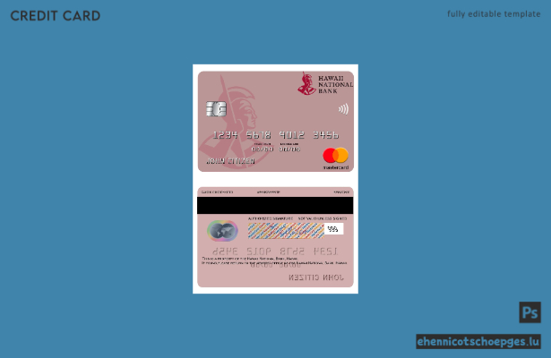 Hawaii, Beispielvorschau der Mastercard der Hawaii National Bank